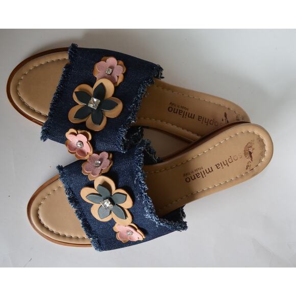 Y2K Denim Floral Applique Slides - Picture 5 of 5